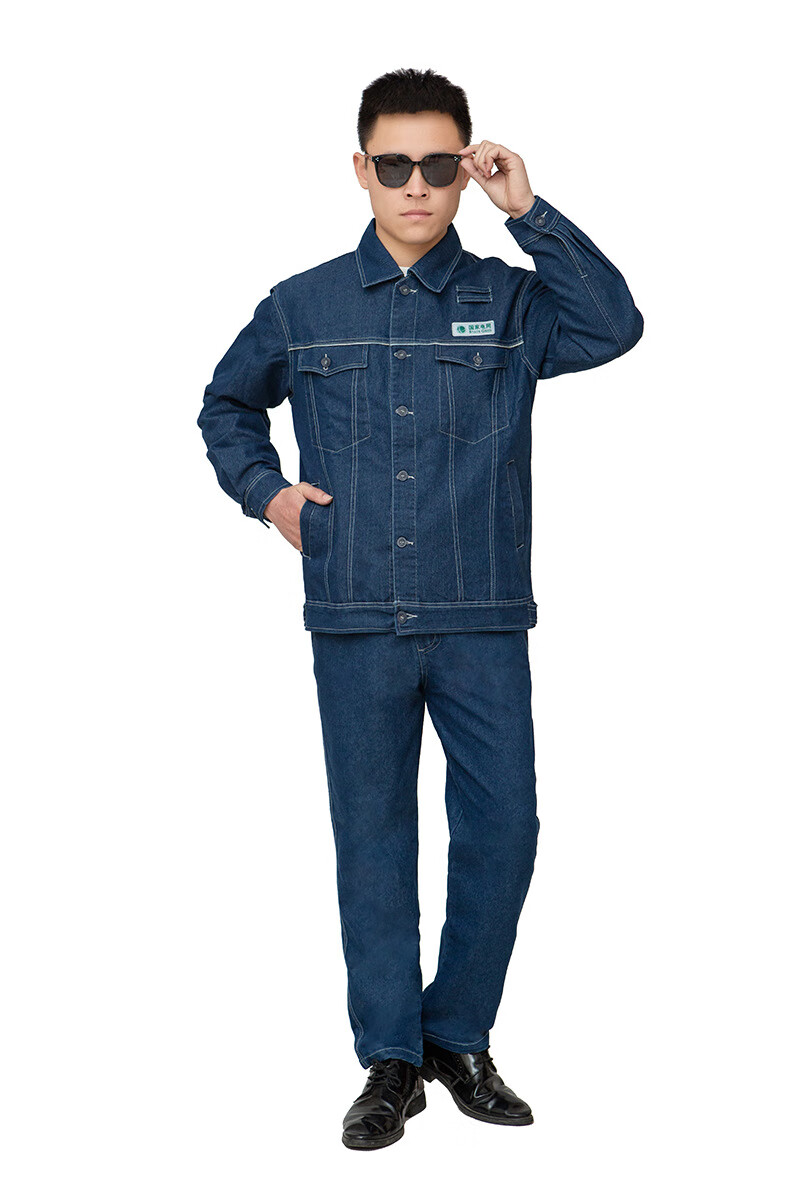 电力国电网工棉秋牛仔工作服套装男女多20222022深蓝色190