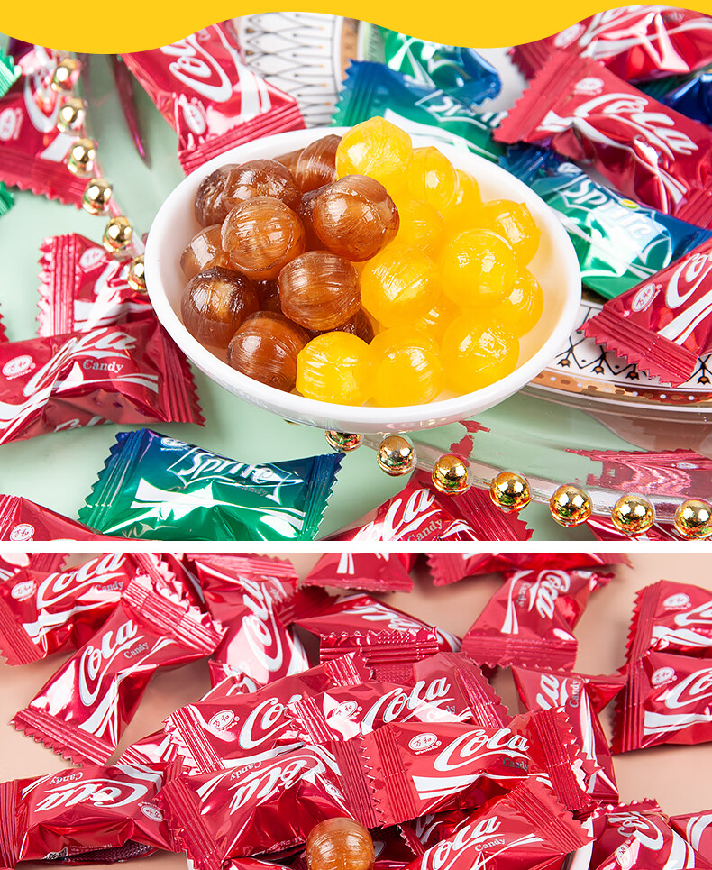 可乐味硬糖喜糖批发小零食品柠檬汽水味雪碧休闲糖果 可乐糖350g*2
