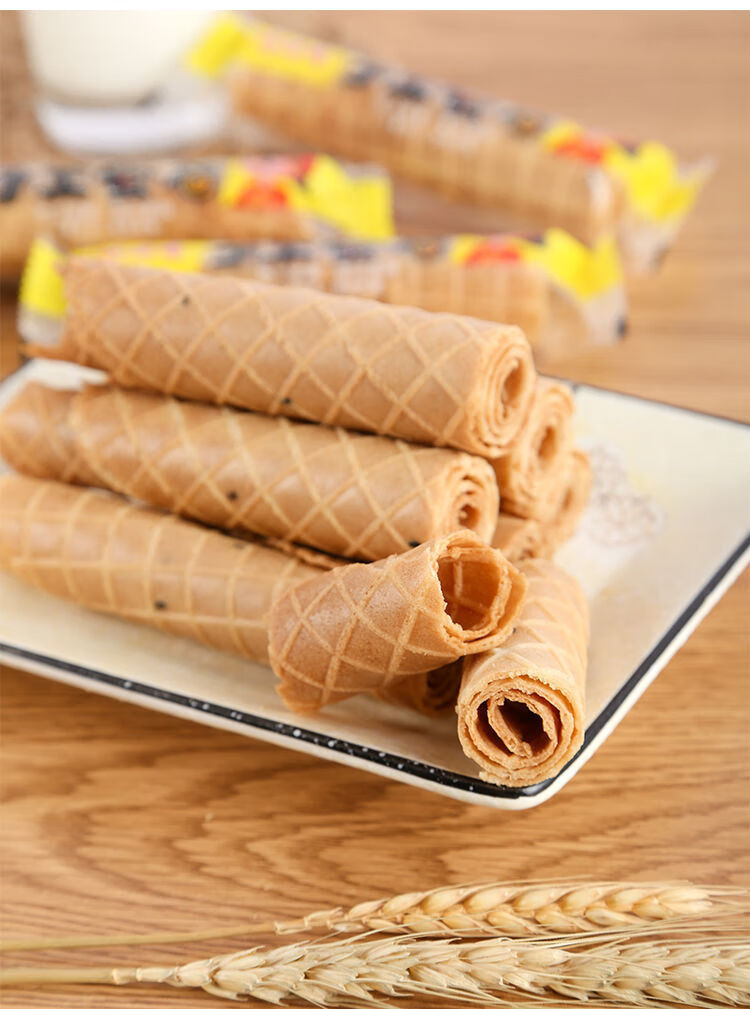 手工蛋卷零食独立小包装鸡蛋卷批发整箱儿童早餐奶香味3斤装约105根