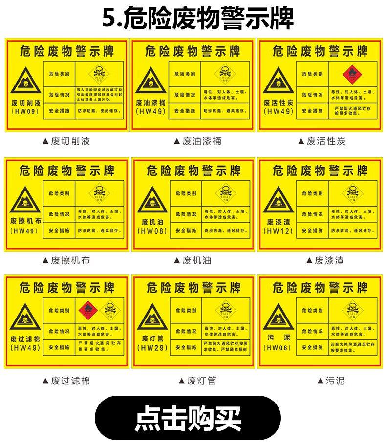 五防損傷性感染性藥物性病理禁止吸菸飲食安全標識牌 廢物暫存間六防