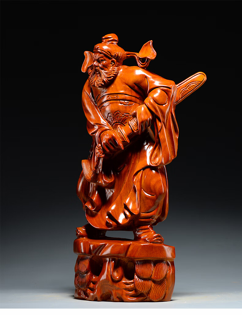 桑泰龙樾花梨木质雕刻钟馗像摆件福神钟馗雕像家居客厅店铺供奉装饰