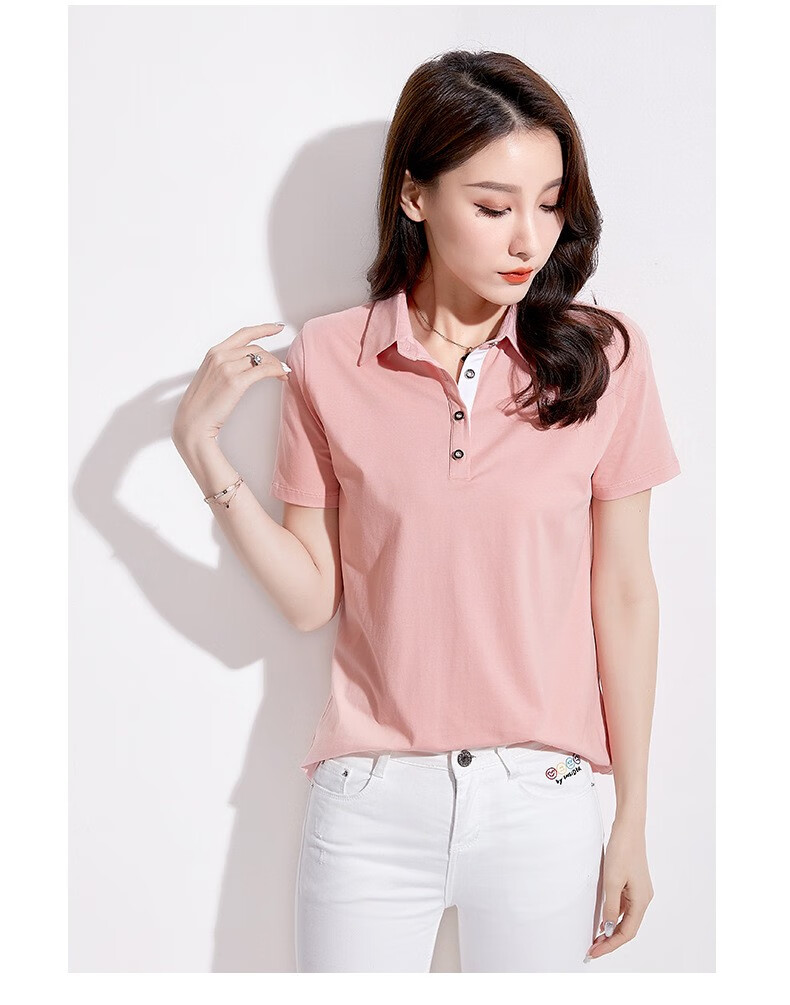 polo领上衣宽松大码百搭工衣体恤衫 xx2057 橘色 2xl【图片 价格 品牌