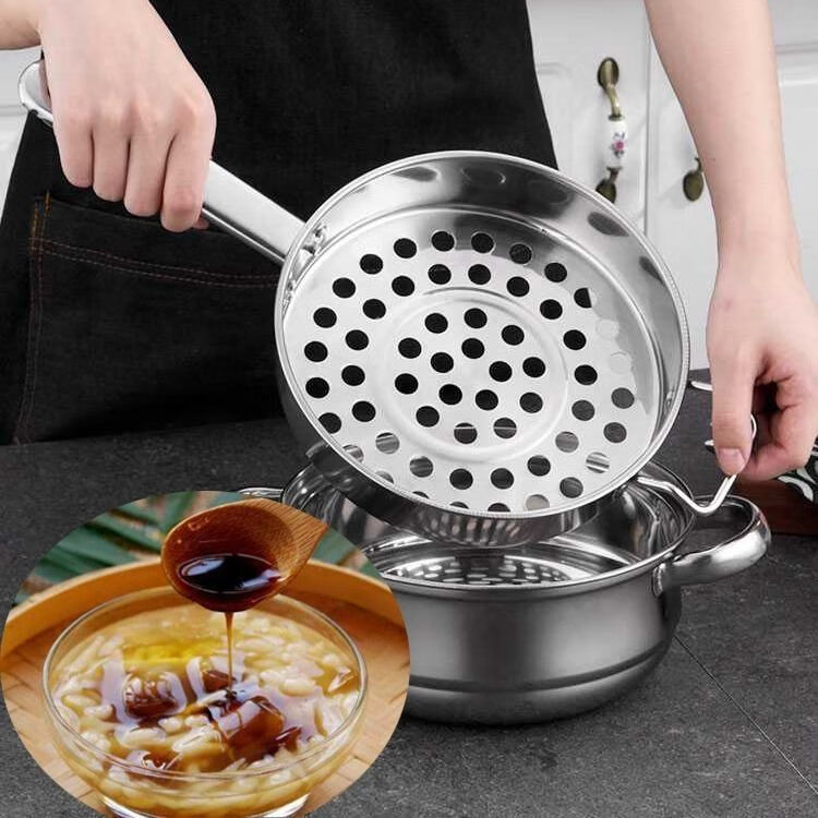 不锈钢凉虾漏勺大孔疙瘩汤鱼面专用漏瓢带钩家用凉皮粉条漏勺韩式单柄