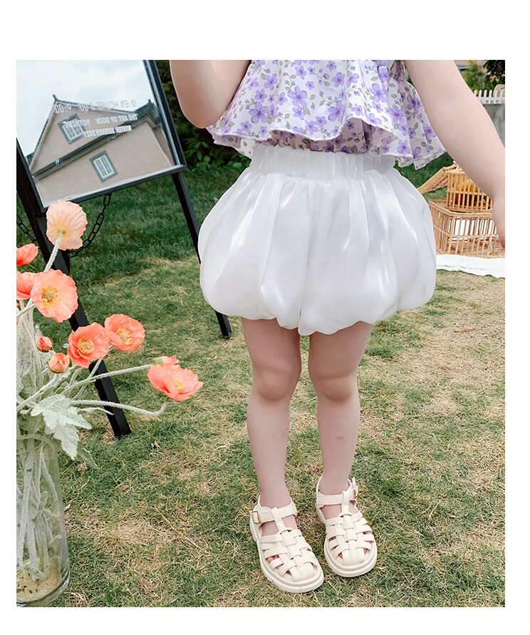 女童短裤外穿女童花苞裤短裤夏高腰薄款宝宝南瓜裤儿童夏季灯笼裤外穿