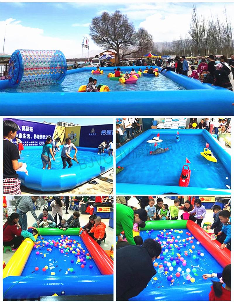 大型充气水池儿童游泳池 户外钓鱼抓鱼摸鱼水池 水上乐园滑梯组合西翼