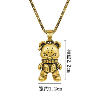 monologue独白酷盖潮流穿搭潮牌熊足金复古黄金吊坠mr725大版工装风的