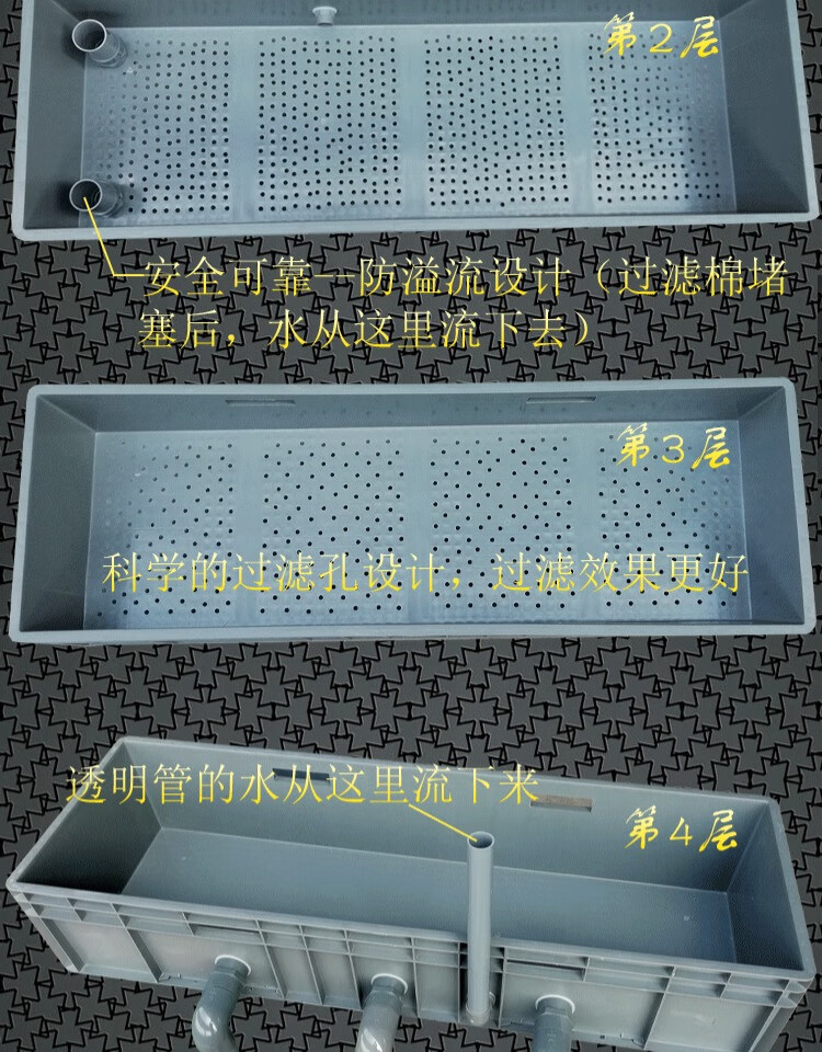 带沉淀仓 鱼池过滤箱 周转箱锦鲤池塘过滤器 大型鱼池 4层含滤材b套餐
