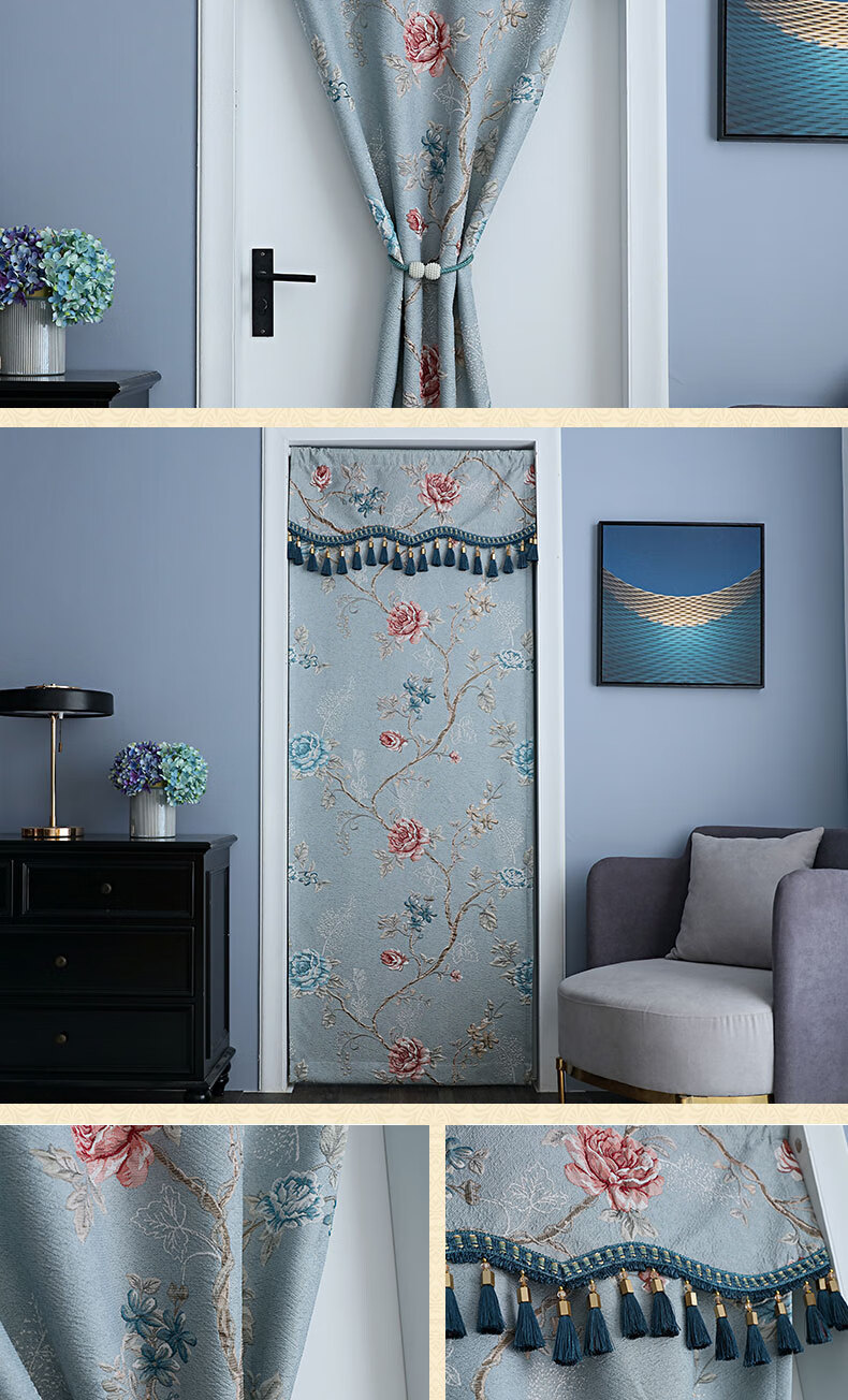 【品质好物】欧式卧室门帘四季家用房间隔断帘遮光免打孔半截短帘挂帘