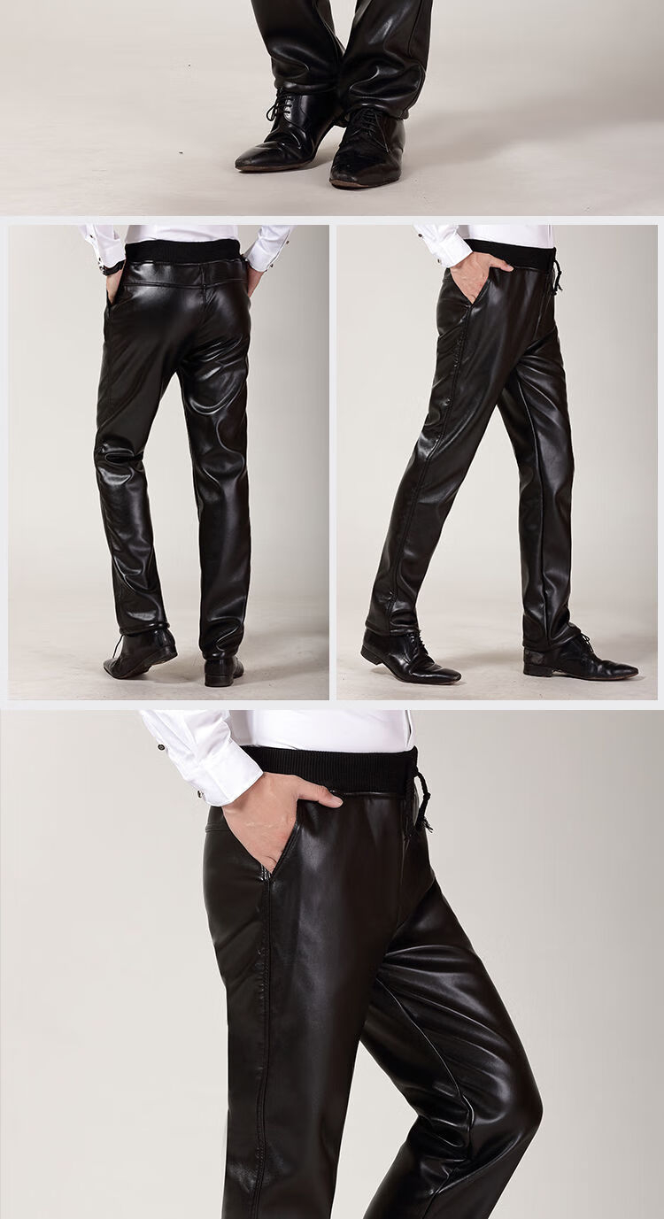 2022新款男装男士皮裤子男宽松直筒防风防水防污工作裤单皮裤加绒加厚
