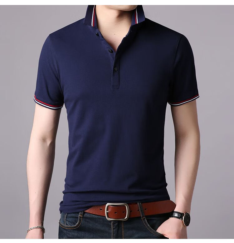 时尚休闲男式翻领短袖棉t恤2020夏季新款男装条纹polo衫 男 bk584红色