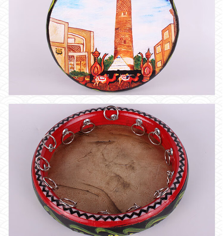 【悦宝灵】 新疆民族乐器维吾尔手工彩绘手鼓大巴扎演奏美女手鼓舞台
