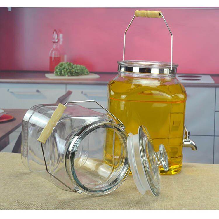 装油瓶厨房大号玻璃油壶家用带盖油罐大容量10斤茶油食用油桶 10斤无