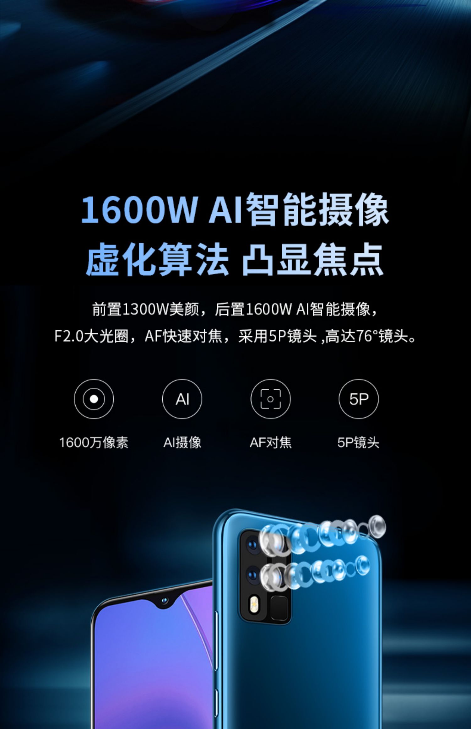 (mi)生态同款p40pro学生价游戏智能手机通4g百元大屏安卓备用 深海蓝