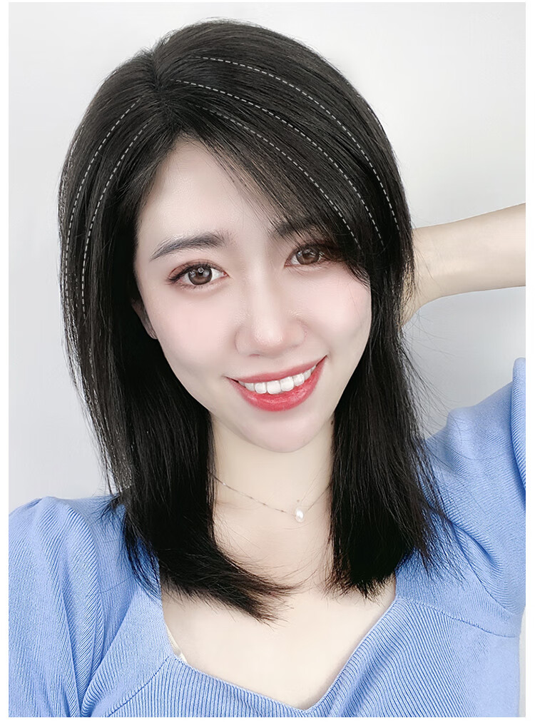限时秒杀瑞士网假发片女头顶全真发前额遮盖补发片轻薄遮白发仿真无痕