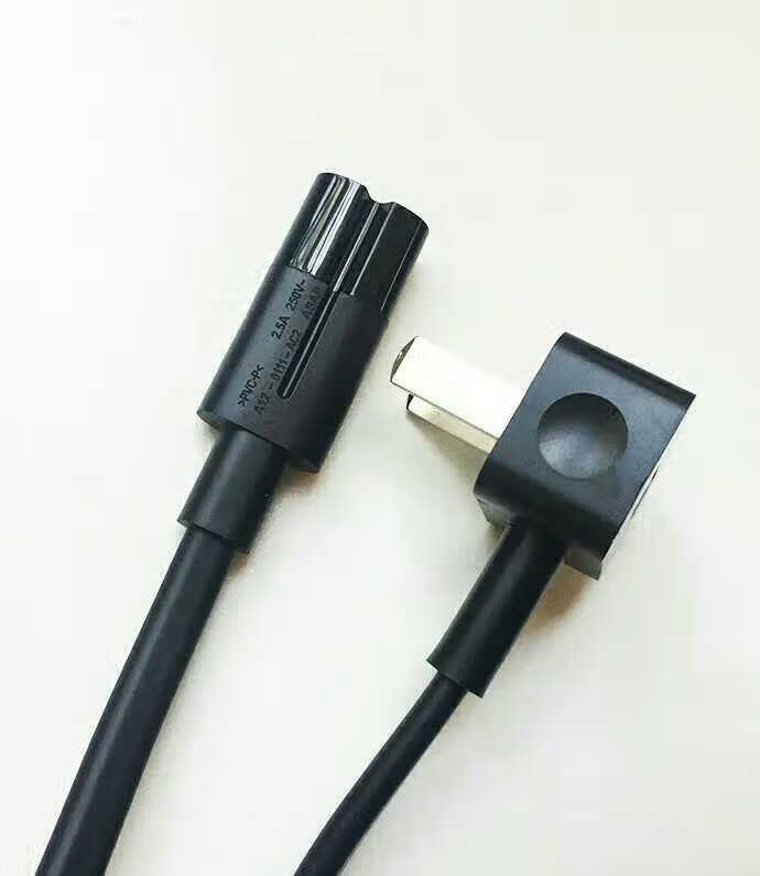 加长!小米4电视机扫地机器人音响箱充电源线弯头两孔8字头 黑色 2m