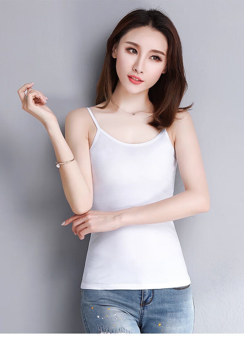 女装 吊带/背心 雾色港 白色吊带背心女秋冬上衣打底内搭纯棉小内穿