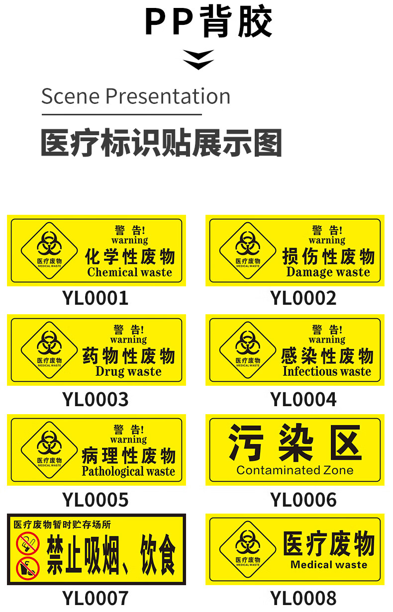 梦倾城医疗废物暂存点标识牌全套医疗垃圾标识贴感染性损伤性病理医疗