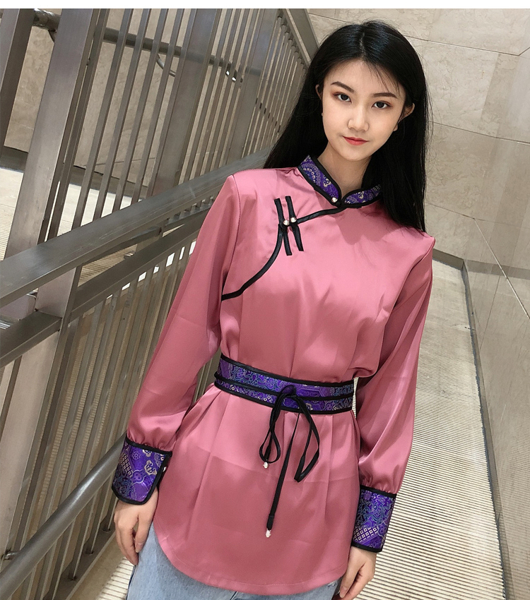 成人夏季日常蒙古族服装蒙古素男女生活装情侣装现代春蒙古袍女上衣短