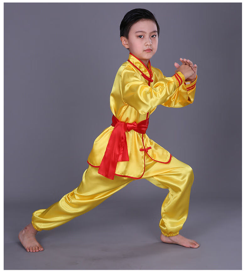 央紫新品武术服装儿童儿童武术表演比赛练功太极功夫服装长短袖男女童