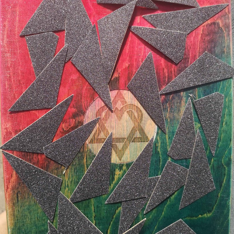 长板透明黑色三角砂纸舞板彩晶闪光砂纸板头板腰滑砂纸彩晶紫60张不