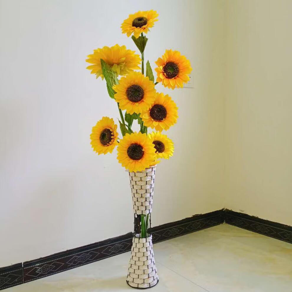 精品绿植仿真向日葵假花客厅摆件单支花束绢花塑料花落地装饰花中5头1
