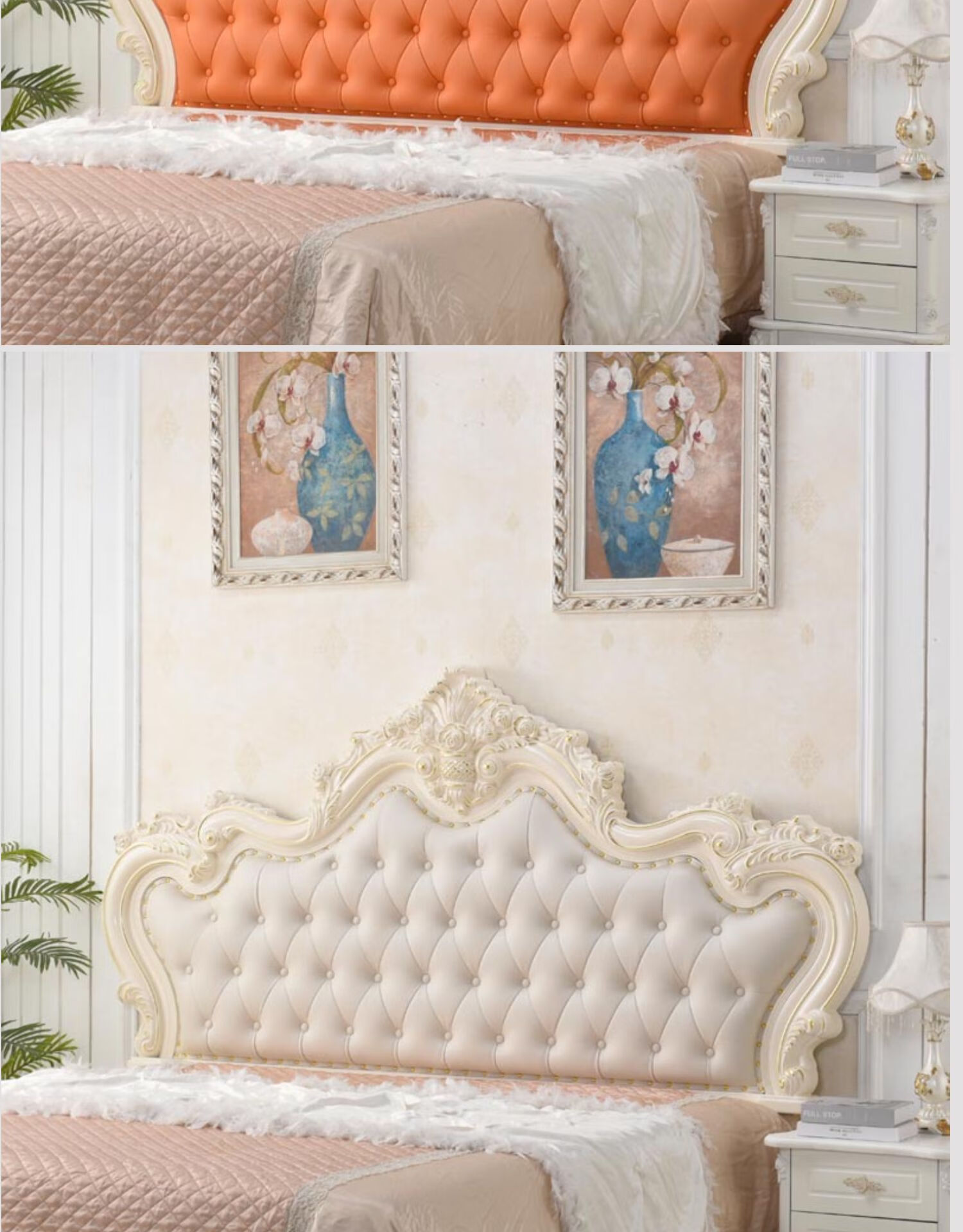 逐月欧式床头板软包床靠背2米法式烤漆公主18米床头板双人奢华床头