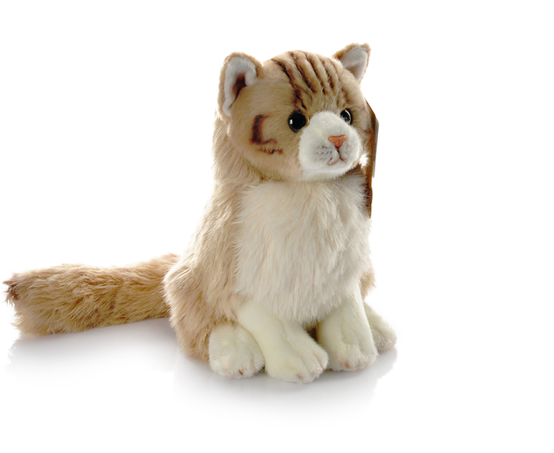 崔然竣同款仿真猫咪小花猫毛绒玩具灰猫黄猫缅甸猫公仔 黄花纹猫 坐高