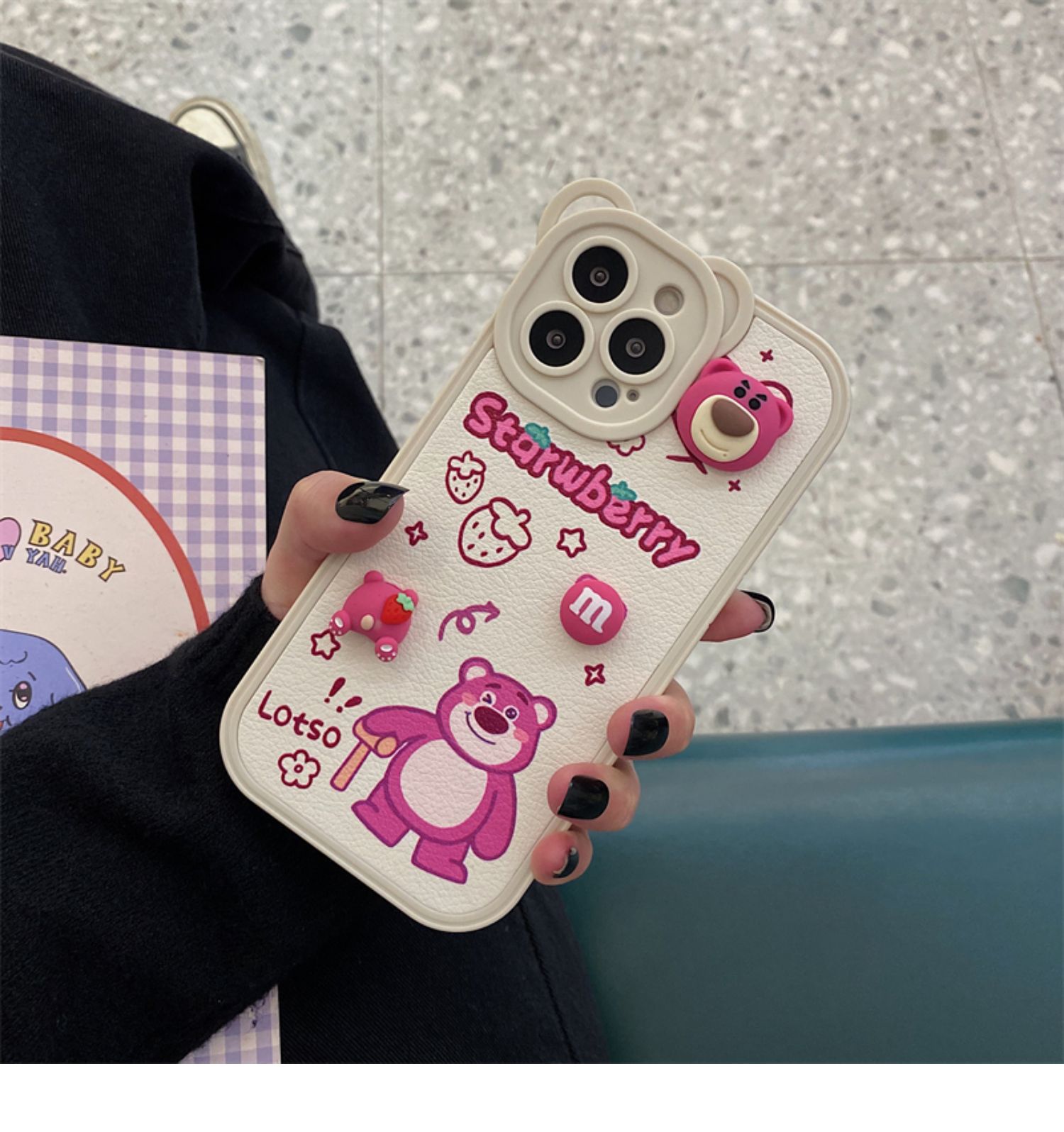 唛叮星立体草莓熊适用iphone13手机壳12promax苹果11硅胶套xr趣味可爱