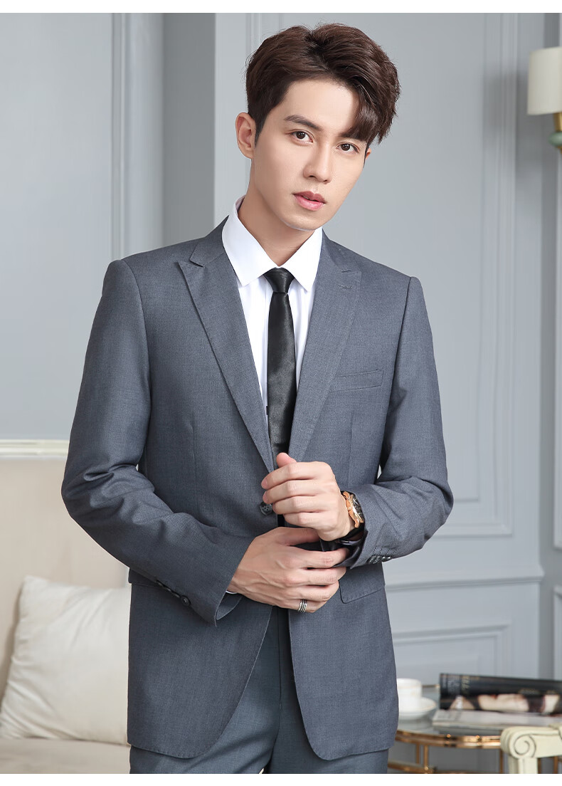 高中生成人礼服西装男生套装18岁学生男士三件套外套商务装黑色西服