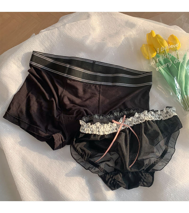 美樱宜 情侣内裤纯棉质套装男生女生短裤衩男人女人底裤甜份标~日系