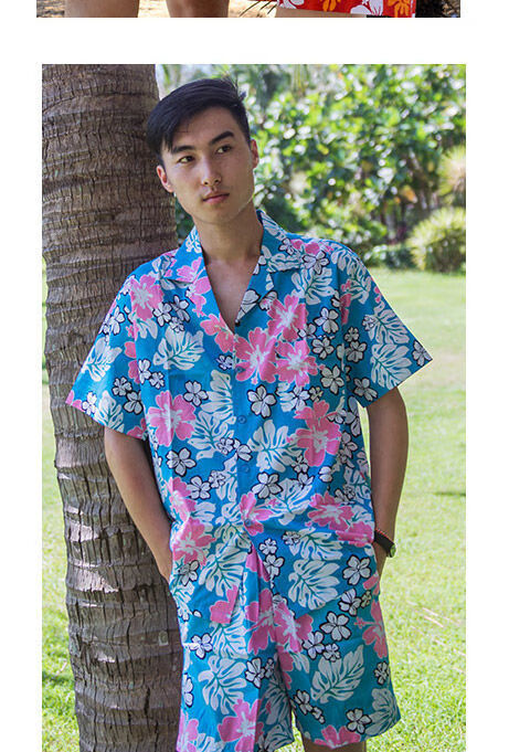 哲霄 海边沙滩衬衫套装衣服男夏季海南岛服衬衫夏男夏威夷风情沙滩