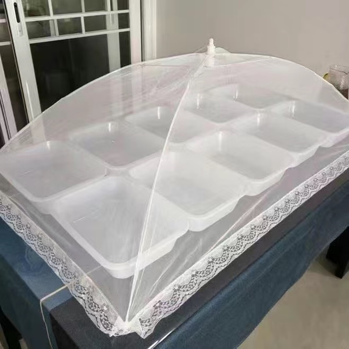 桌罩伞罩菜网白色大号长方形防苍蝇饭菜罩可拆洗网纱食物罩折叠餐桌罩