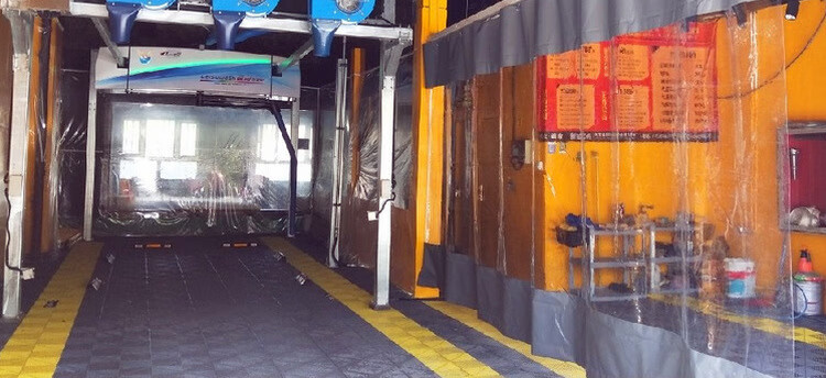 洗车店汽车美容4s店车间隔断防水防风尘推拉帘透明洗车房门帘 黄色