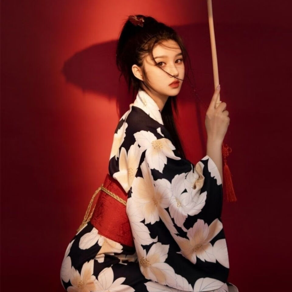 服装女日系艺术照孕妇写真衣服浴衣和风16和服送白色腰封扇子子均码