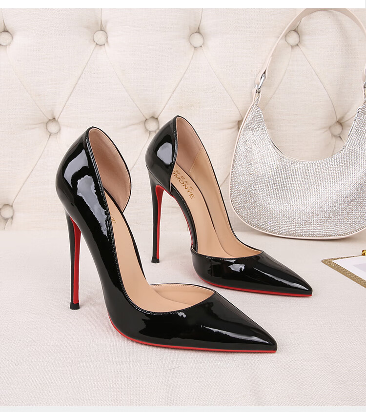 红底高跟鞋2022夏季新款侧空高跟鞋女细跟设计感小众气质名媛红底床上