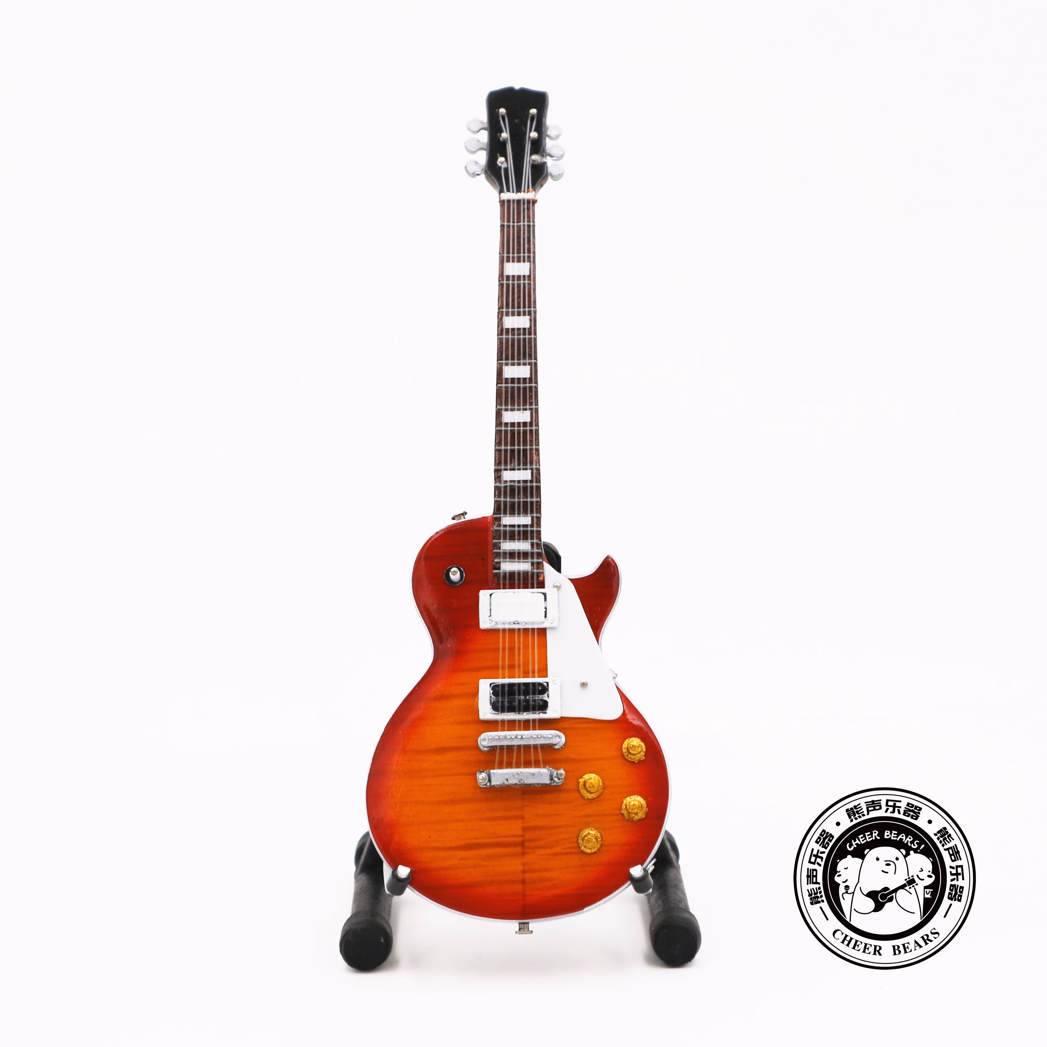 18cm电吉他木吉他模型摆件带琴弦迷你吉他玩具摆设乐器木制吉普森