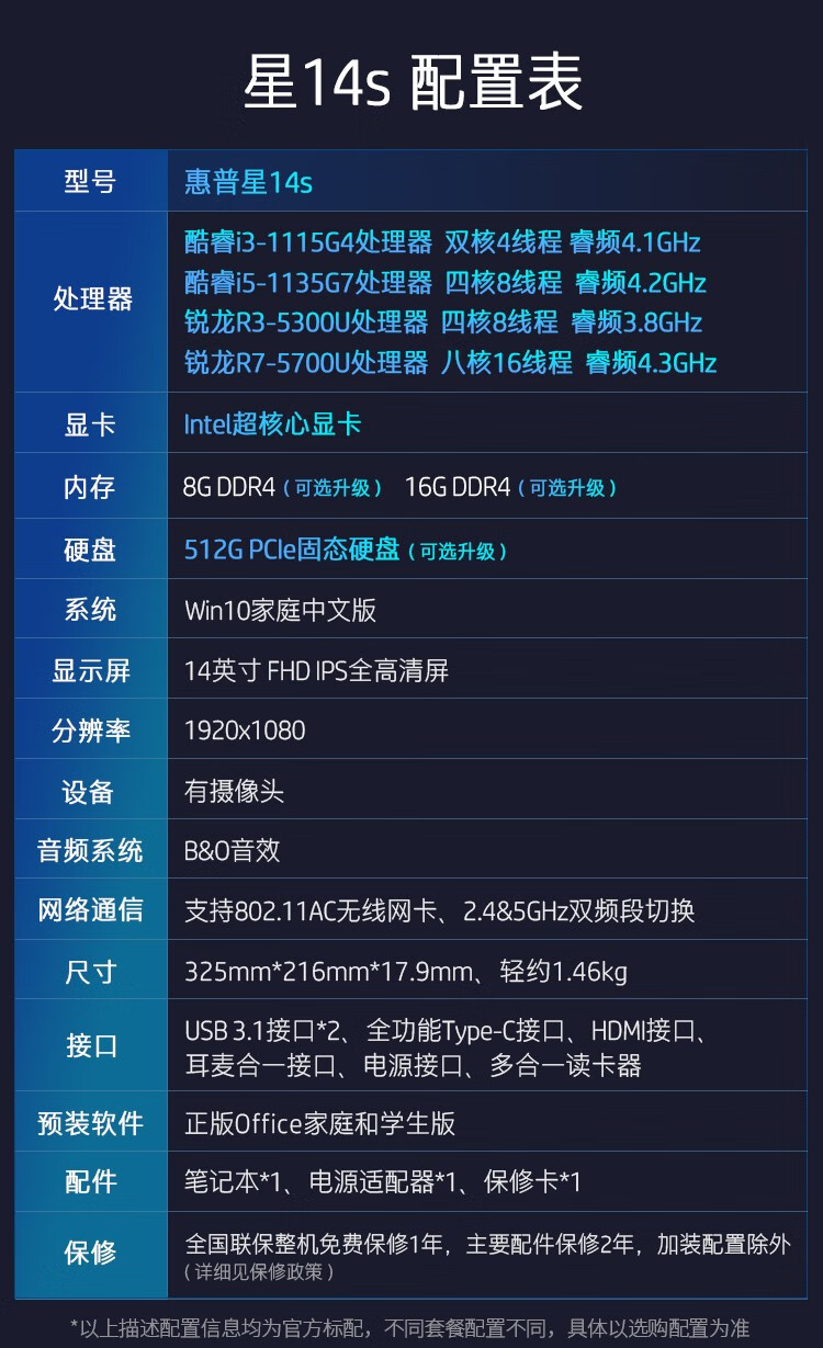 惠普hp星14s笔记本电脑2021款十一代酷睿锐龙14英寸全高清屏轻薄学生