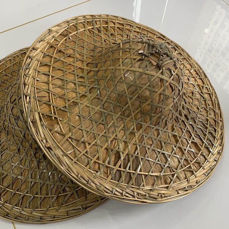 草帽通用竹青大檐竹编叶子防雨红军斗笠帽子通用士钓鱼遮阳帽农民太阳