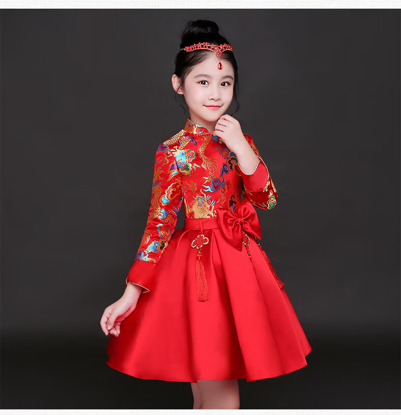 迪士尼disney小孩穿的儿童唐装演出服中国风国学服男童古装女童汉服