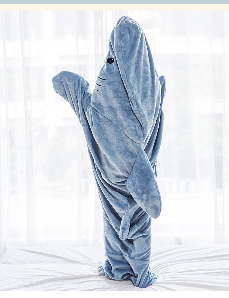 鲨鱼睡袋仲花家虎鲸鲨鱼毛毯睡袋大人狮子企鹅单人加厚大号保暖团购