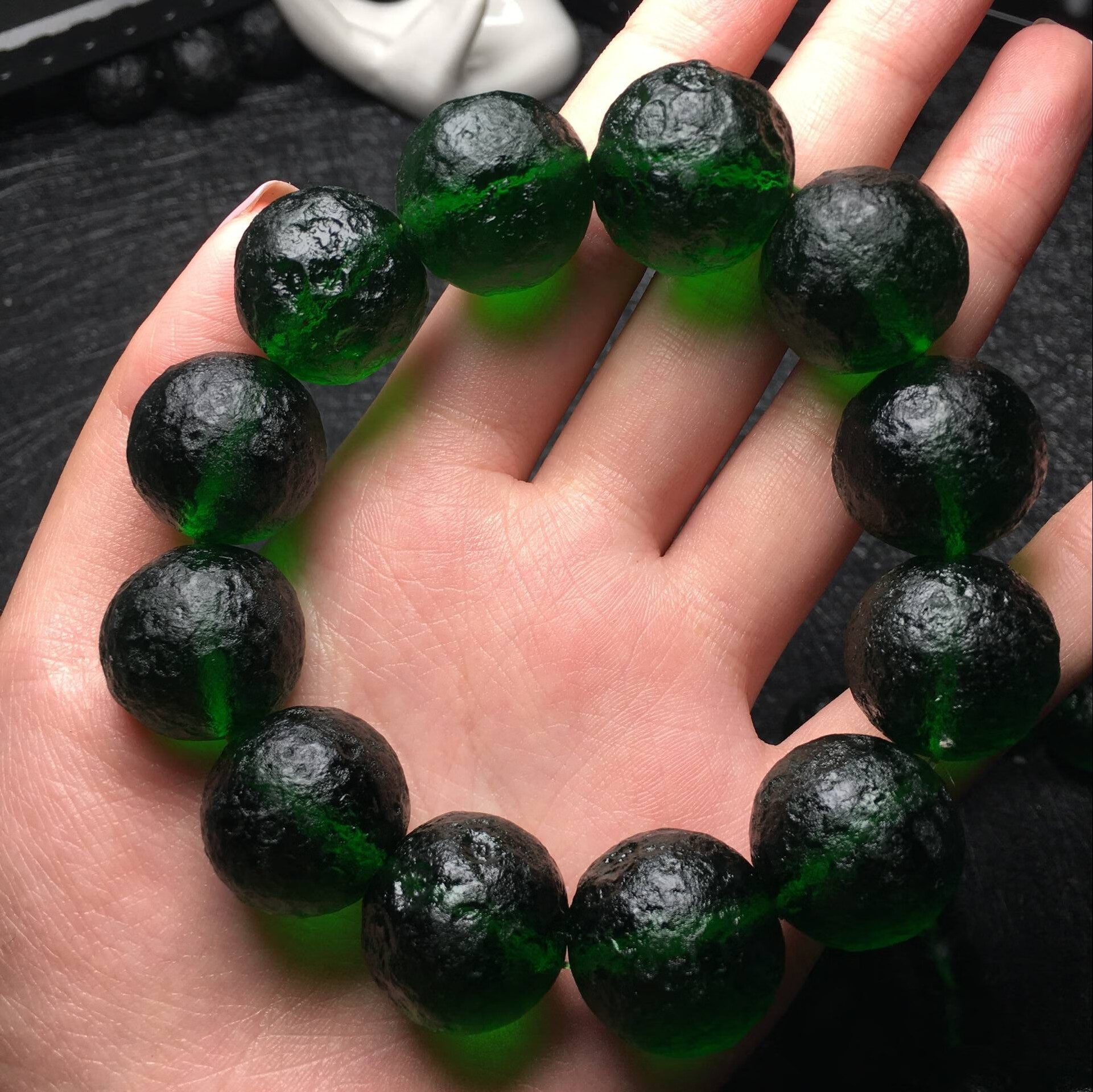 6015京选臻品】轻奢品牌 捷克陨石手链 陨石原石手串 宇宙玻璃