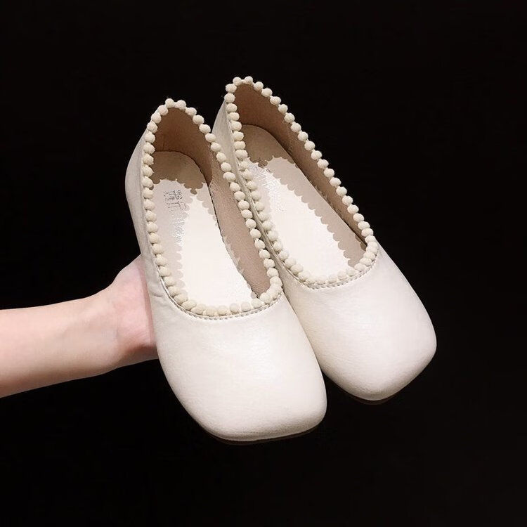 韩国可爱大头娃娃鞋女丑萌方头平底浅口奶奶鞋软底仙女风温柔单鞋