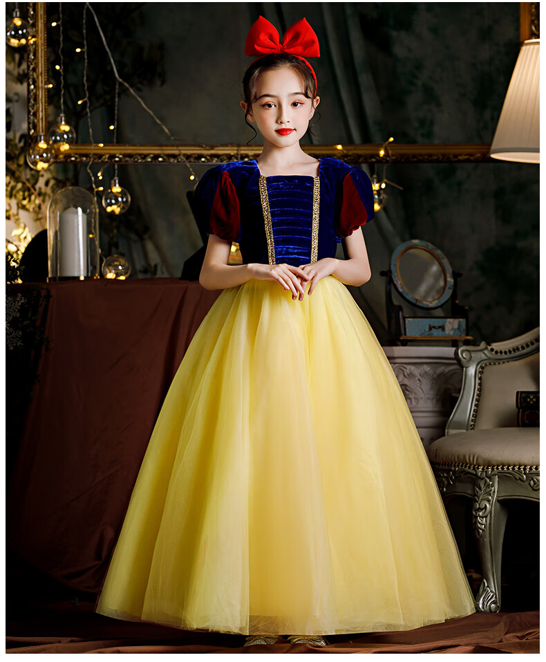 万圣节儿童演出服装女童冰雪奇缘白雪公主裙cosplay生日连衣裙子 衣服