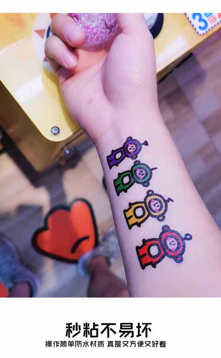 天线宝宝卡通纹身贴可爱动漫图案彩色花臂防水女少女纹身可爱c31张