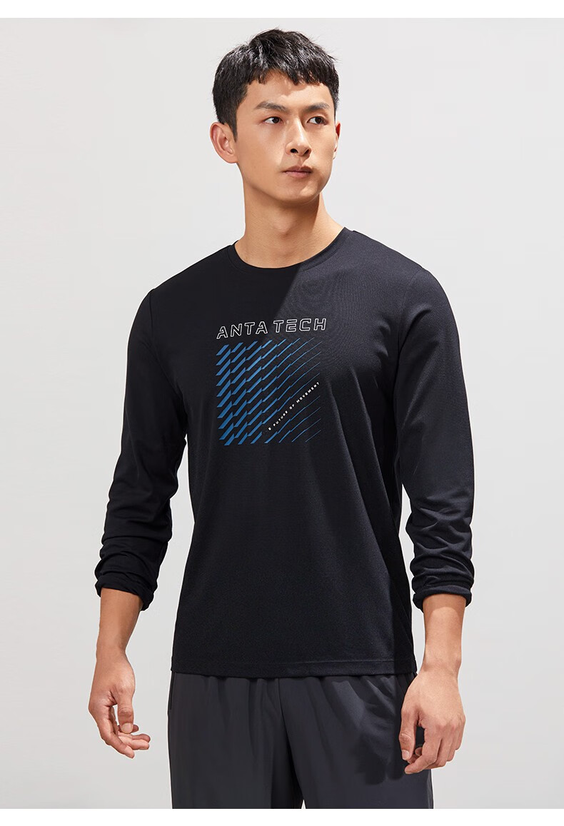 安踏(anta) 安踏针织长袖t恤男2022秋季新款训练健身上衣薄款卫衣