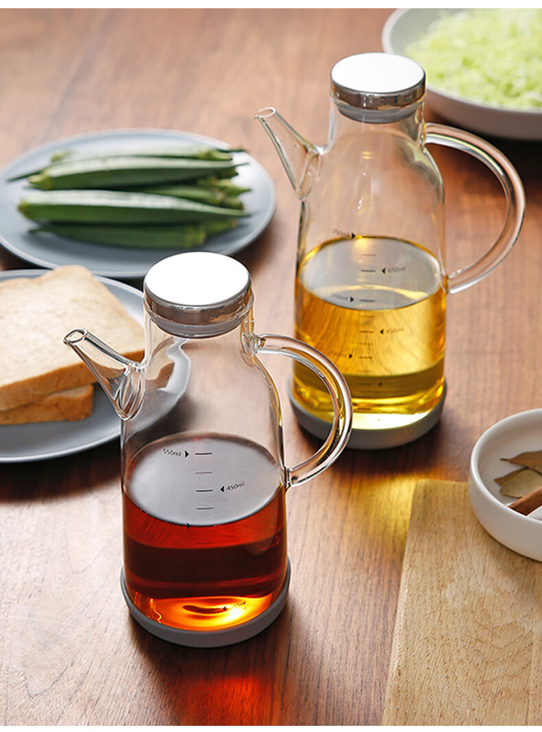 霜山油壶霜山玻璃防漏油壶家用大号厨房调味料酱油瓶香油瓶醋壶油瓶