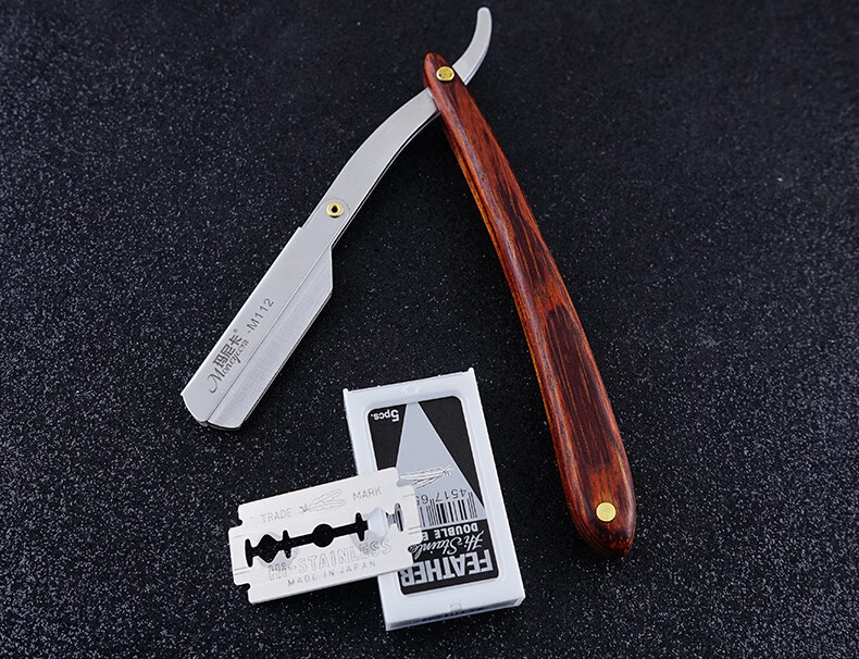 悦安 老式刮胡刀剃须刀手动进口羽毛刀片刀架剃头刀理发刮刀男刮脸