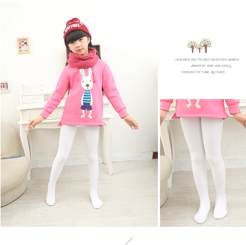 加绒加厚秋冬季小女孩舞蹈袜宝宝丝袜女童连裤袜子 白色【中厚磨毛】