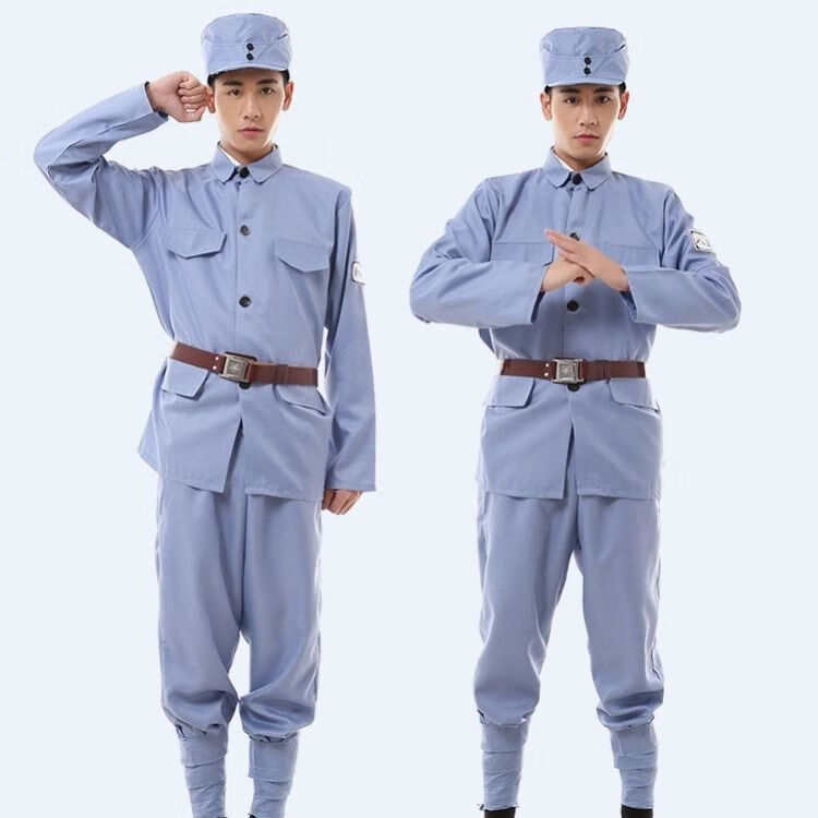 添光八路军红服成人战服装服舞蹈表演衣服大合唱服衣服男红军全套八角