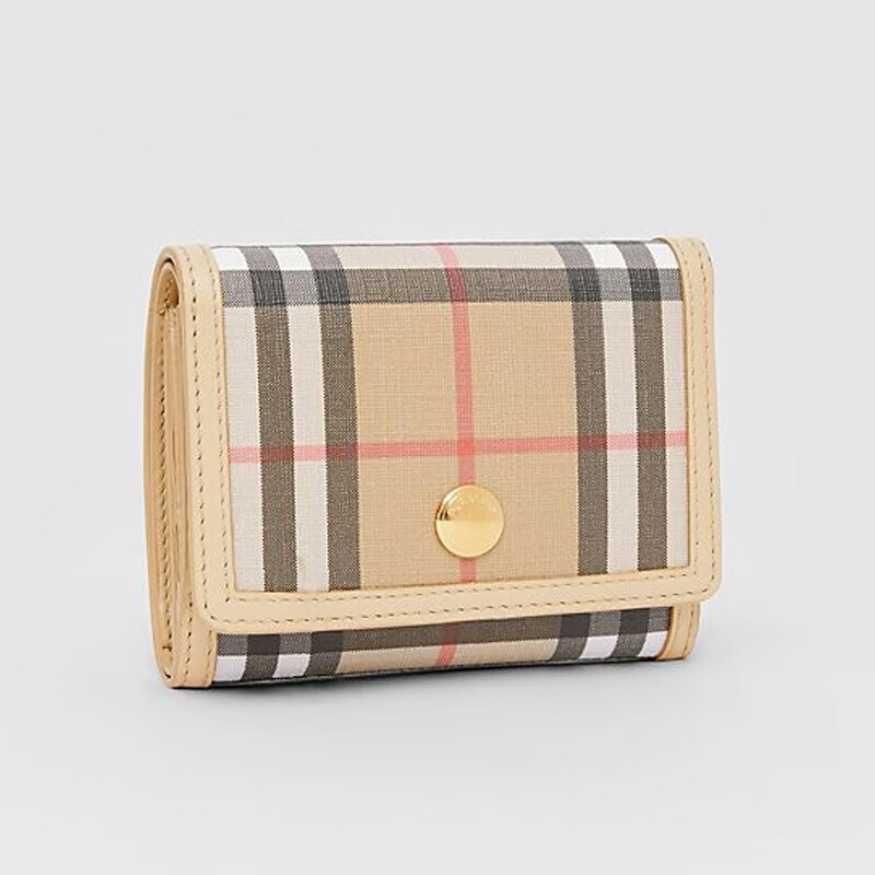 burberry 巴宝莉 格纹环保帆布折叠式钱包 80217351代购 米色